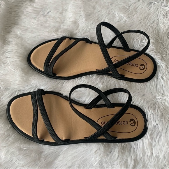 𝅺CORSO COMO NEW Bakima Leather Elastic Black Boho Casual Sandal - Picture 2 of 8